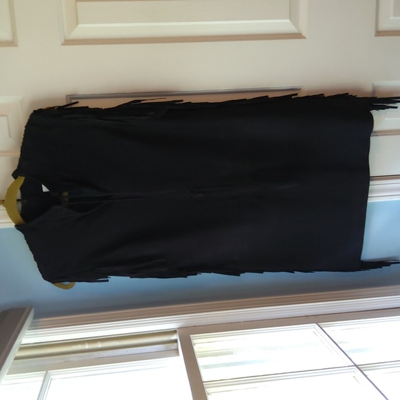 💥Nwot💥WALTER BAKER Black Suede Sleeveless Dress w/ Side Fringe - Picture 5 of 11